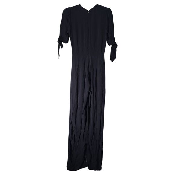 Reformation Jumpsuit 2 Womens Black Short Sleeve V-Neck Viscose Casual Solid Tie - Picture 2 of 4